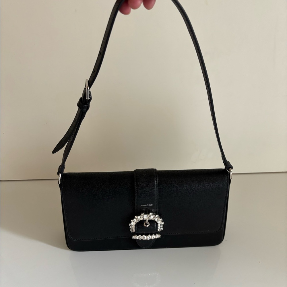 Jimmy Choo Black Crystal Embellished Shoulder Bag